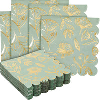 Sparkle and Bash It's a Boy Napkins, Blue & Gold Foil, 3-Ply - Sage Green / 5 x 5 Inches