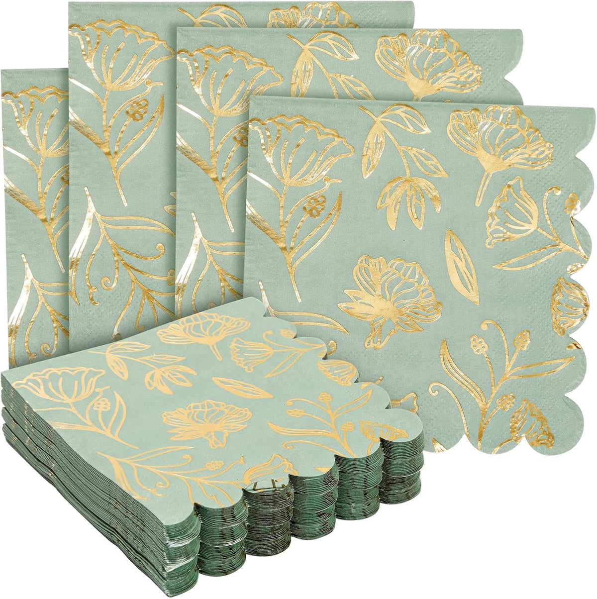 Sparkle and Bash It's a Boy Napkins, Blue & Gold Foil, 3-Ply - Sage Green / 5 x 5 Inches