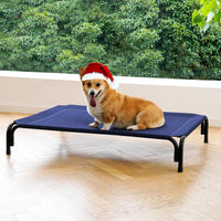 Elevated Dog Bed Raised Outdoor Dog Cot for Large Dogs - M-35.4"L×25.6"W×7.9"Th / Blue