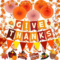 Fecedy Happy Halloween Banner Triangular bunting Paper flower fans - Thanksgiving,orange