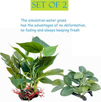 M2cbridge Artificial Fish Tank Plants Aquarium Plant Aquatic Water - 2pcs (Tall and Short) - image 3