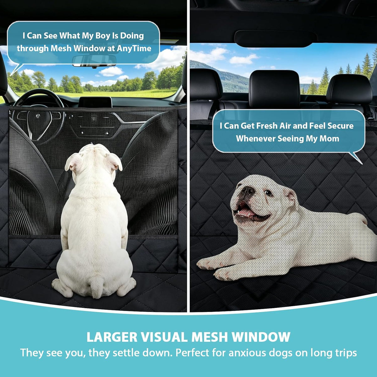 Dog Car Seat Cover for Back Seat with Safety Belt Universal Fit – Essentials for Dogs - Black / Standard - image 2