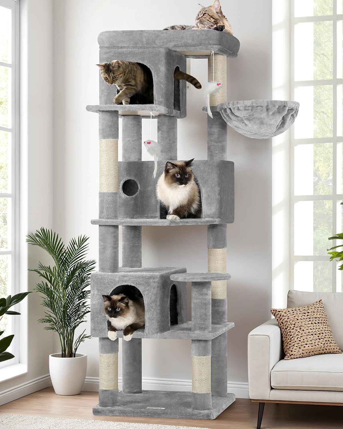 Globlazer F66 Corner Cat Tree - Light Grey / 66 inch