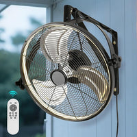 20 inch Wall Mount Fan with Lights and Remote,6-Speed Gazebo Ceiling Fan Adjustable Tilt Dimmable Wall Fan,High Velocity Industrial Outdoor Fans for Patio,Garage,Commercial,Black
