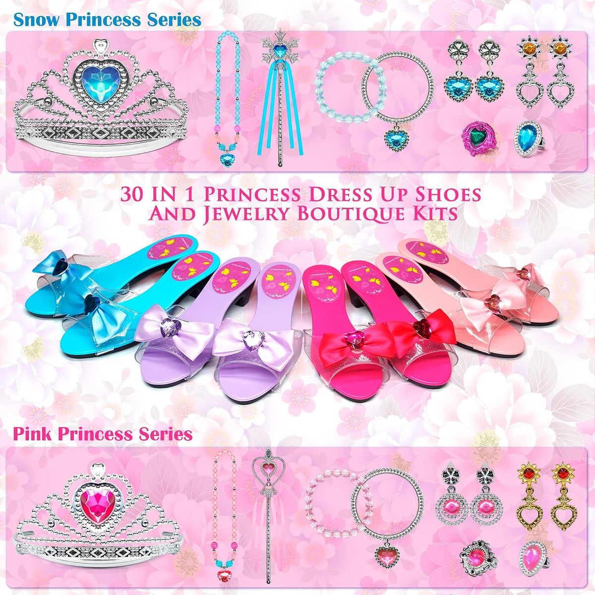 Mrabbitoo princess dress up set with tulle skirts, play heels, crowns and jewelry - view 6