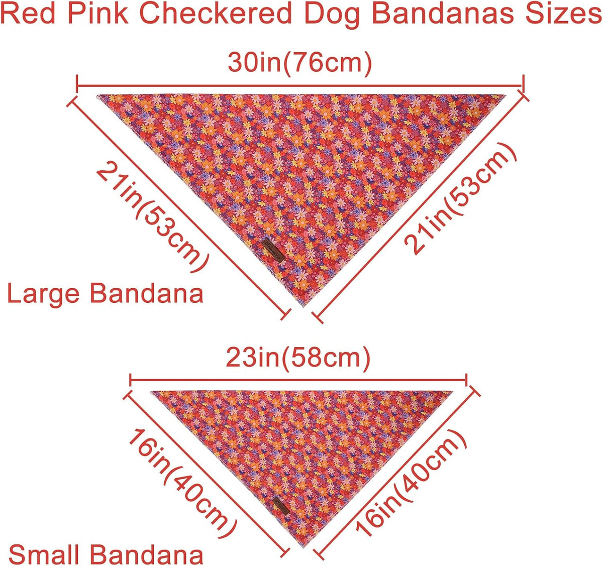 Summer Dog Bandana, UP URARA PUP Strawberry Triangle Bid Scarf for Medium Large Dogs, Cotton - Fall Floral B / S - image 4