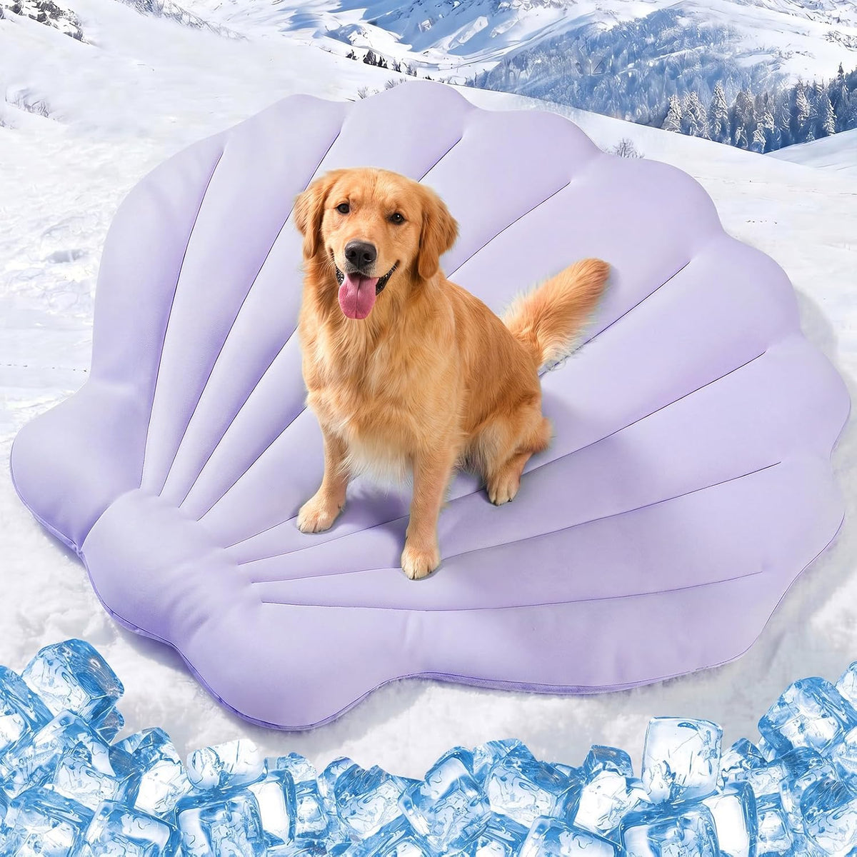Q-Max>0.4 Dog Cooling Mat, 59''×40'', Blue+Grey - Shell-Macaron Purple / XL