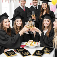 PERFQU Class of 2026 graduation napkins in blue and gold with cap and tassel design - view 22