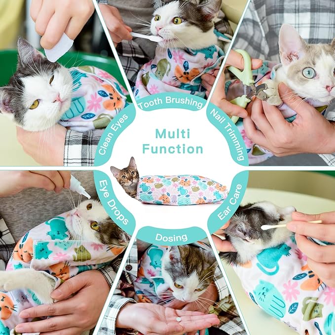21.7" Cat Grooming Wrap, Cat Wrap for Cutting Nails, Self-Adherent Fabric Wrap for Cats, Cat Burrito Wrap Anti-Scratch, Anti-Escape, Multifunctional Swaddle Wrap Pet Tool (Orange Kitten, Large)