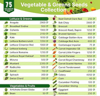 75 Vegetable & Greens Seeds Variety Pack, Garden Seed Starter Kit - Over 44,700 Non-GMO Heirloom Seeds for Planting Vegetables and Greens, Gift Seed Box with Gardening Supplies, Survival Kit
