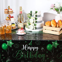 Tudomro 3 Pcs Plastic Happy Birthday Party Tablecloths - Black Green / 3 - image 3