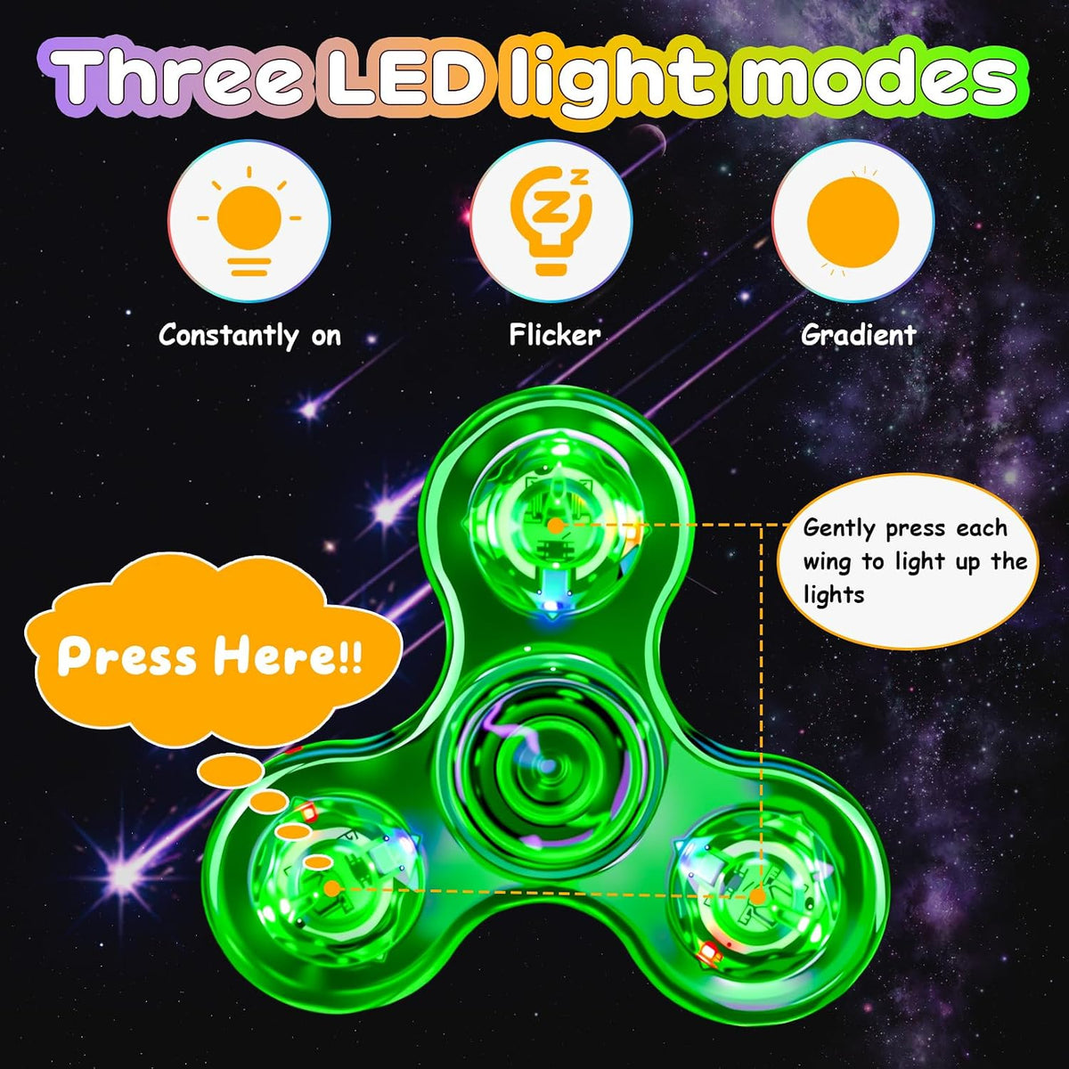 Figrol Fidget Toys 3 Pack - Crystal-green&purple&orange - image 3