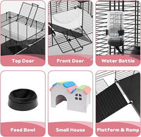 3-Tier Glass Hamster Tank, Large Hamster Cage Habitat with 11inch Big Running Wheel for Rat, Mouse, Gerbil, Syrian Hamster, 370 SQ INCHES