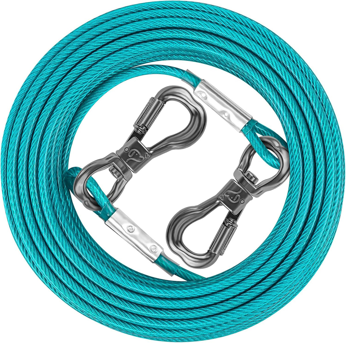 XiaZ Dog Tie Out Cable, Dog Leads for Yard 8/10/15/20/30/50 Feet - Teal / 15ft