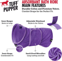 Tuff Pupper Fast Drying Dog Bath Robe - Purple / Small - image 2