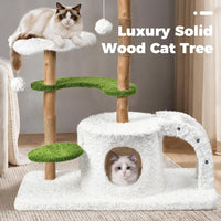 Easyego Modern Cat Tree, 26.3" Aesthetic Wood Cat Tree Tower for Small Cats – Essentials for Cats - White&Green / 45.6'' - image 3