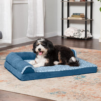 Furhaven Orthopedic Dog Bed for Large Dogs w/ Removable Bolsters - Large / Marine Blue - image 2