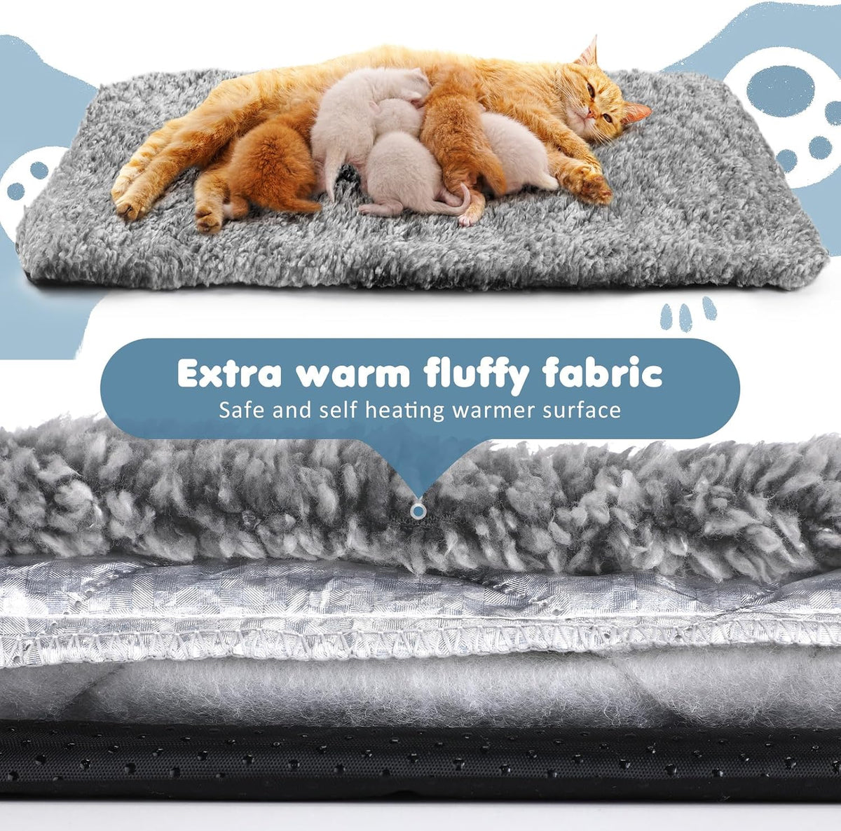 Drydiet 6 Pack Self Warming Pet Cat Dogs Pad 18 x 24 Inch Grey – Essentials for Cats - 18 x 24 Inch / Grey - image 4