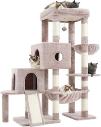 Hey-brother Cat Tree Tower with 3 Condos - 50 inches / Muchroom