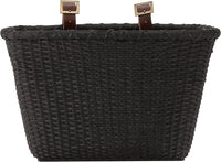 Retrospec Bicycles Cane Woven Rectangular Toto Basket with Authentic Leather Straps and Brass Buckles