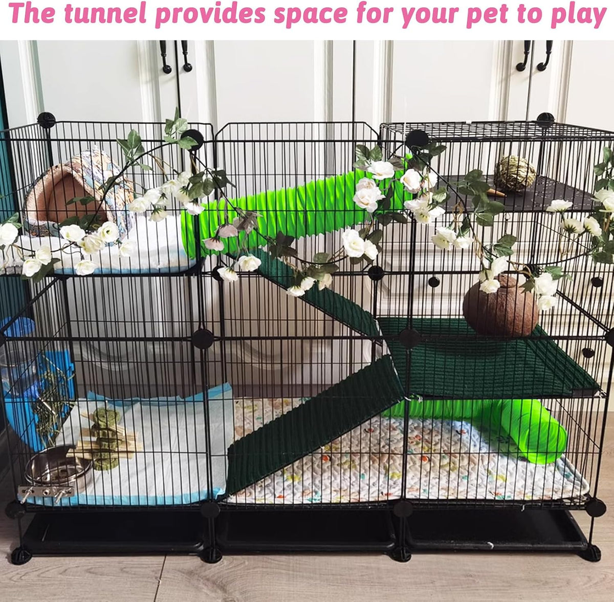 Collapsible Pet Tunnel 2 PCS Hamster Fun Tunnels – Essentials for Small Pets - Green - image 4