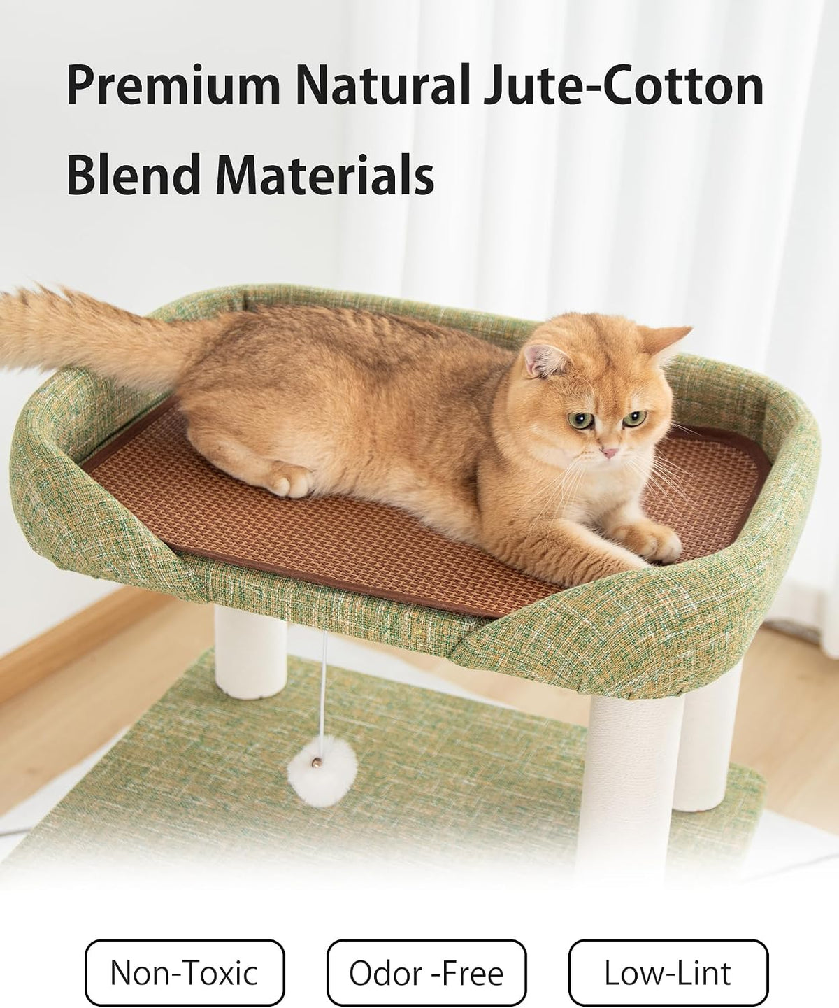 37.5" Cat Tree Tower for Large & Senior Cats, Low-Step Design – Essentials for Cats - Green 37.4'' - image 4