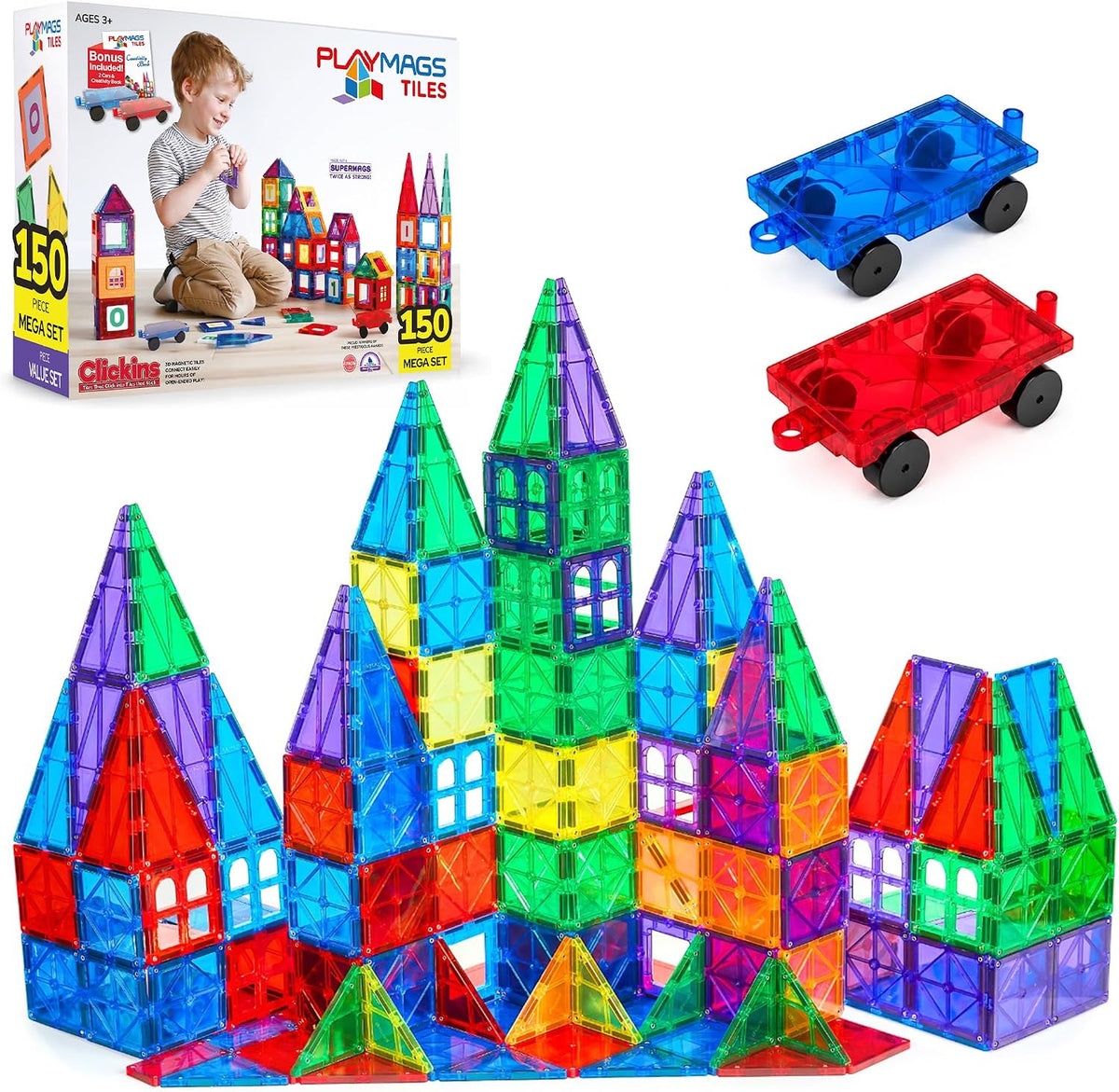 Playmags Large Magnetic Figures Community Set of 15 Pieces - 2. 150-Piece Set