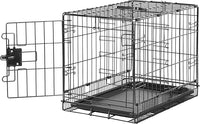 Amazon Basics Durable, Foldable Metal Wire Pet Crate with Tray, Portable and Sturdy for Travel, Single Door, Divider Panel, Perfect Size for Small Dogs, 22 x 13 x 16 in, Black