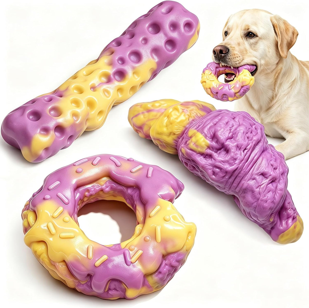 Fuufome Tough Dog Chew Toys for Medium & Large Aggressive Chewers - purple