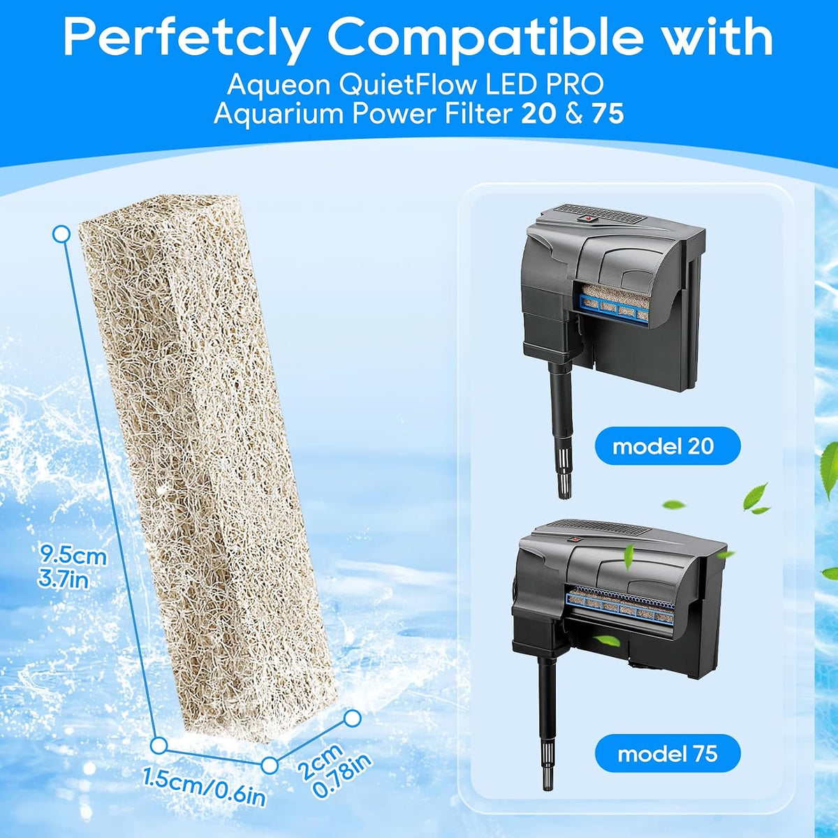 Replacement Filter Cartridges Compatible with Aqueon Quietflow 20 75 – Essentials for Fish - For Model 20 & 75, 12 Pack - image 2