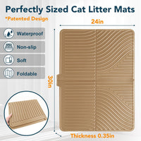 UPSKY Large Cat Litter Mat 31" x 24" Waterproof and Washable - 6.Khaki - image 2