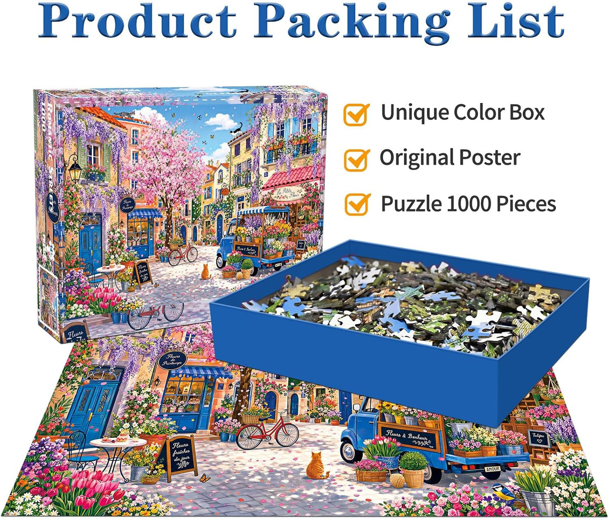 1000 Piece Jigsaw Puzzle, French Riviera Flower Market - Flower Town - image 2