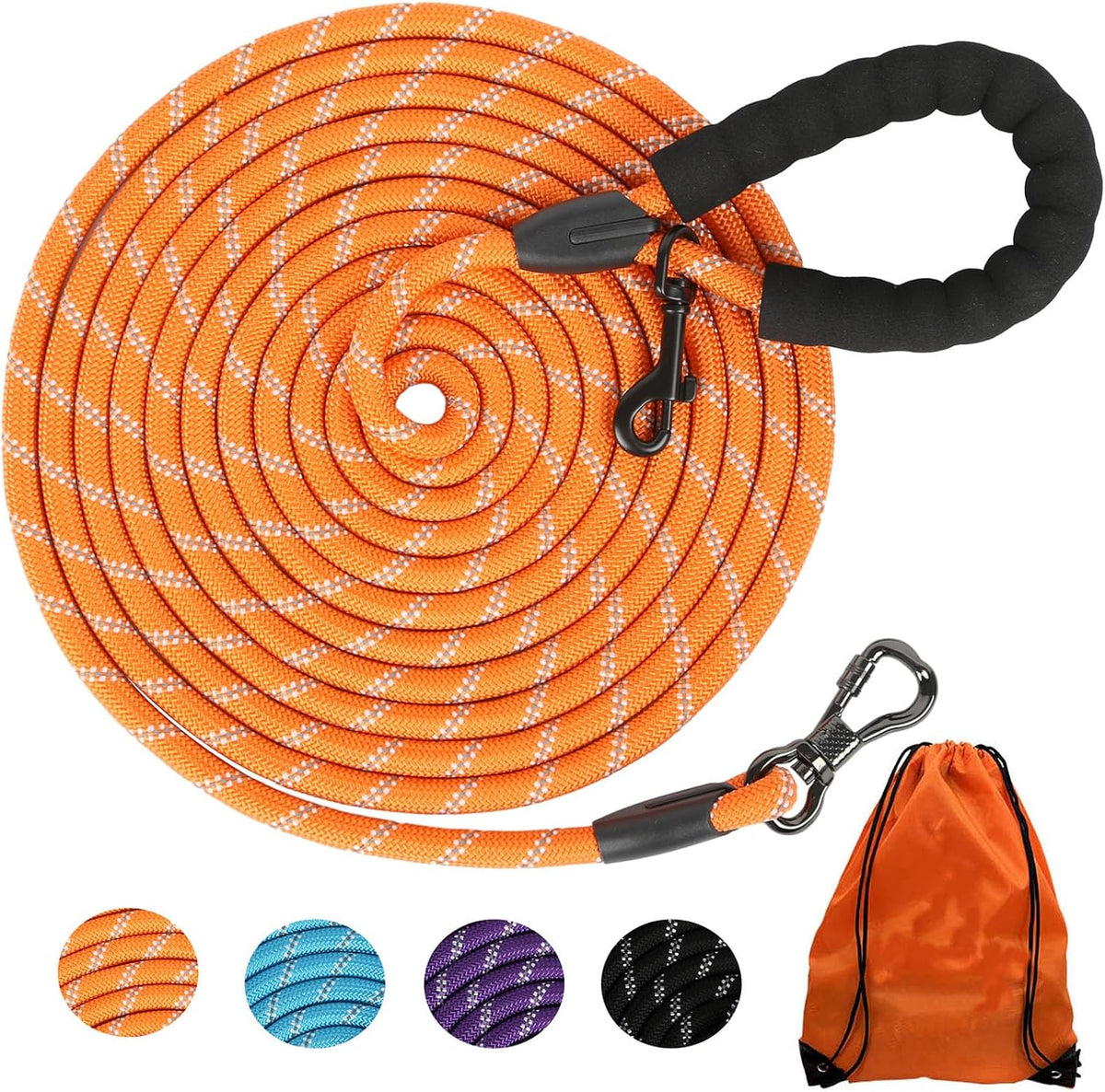 Long Dog Leash for Dog Training 16FT/20FT/30FT/50FT/100FT - 30FT*1/2 inch / Orange