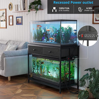 VOWNER 40 Gallon Aquarium Stand with Power Outlet & Cabinet Storage - Black / 39.4" L x 18.9" W x 31.5"H - image 3