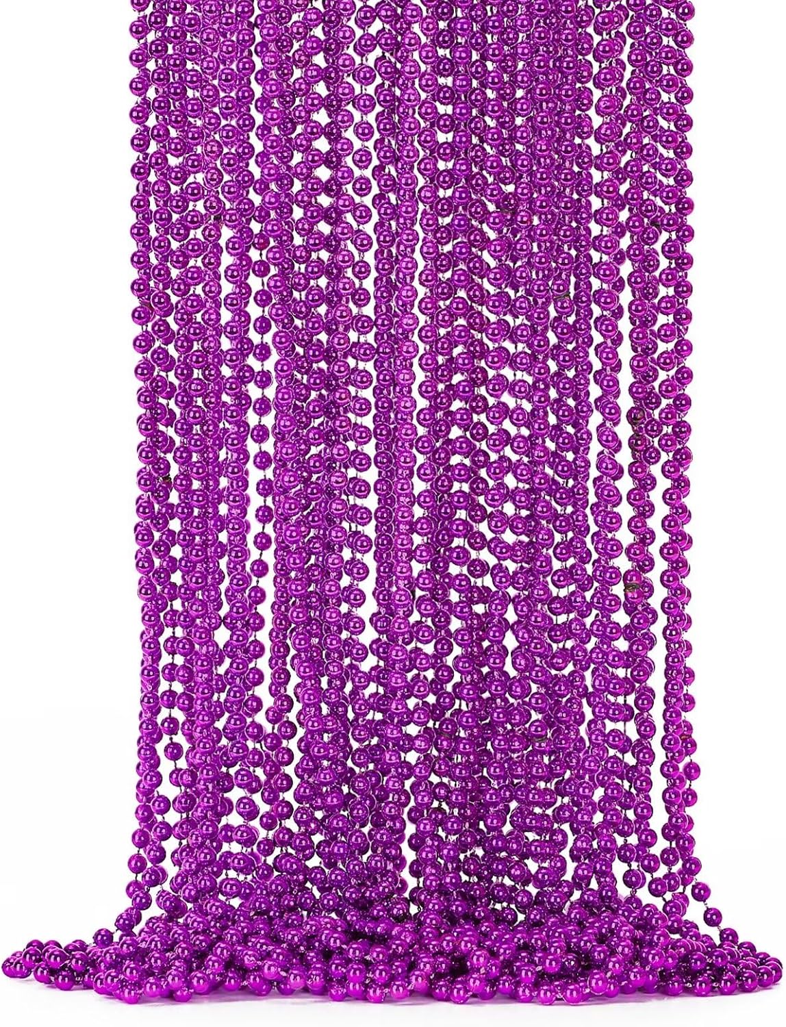 EOBOH 12PCS Mardi Gras Beads, Gold Beaded Necklace Stuff Set - Purple / 144
