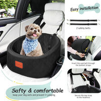 Lealchum Dog Car Seat for Small Dogs Up to 30 Lbs with 2 Safety Dog - Black / Small - image 4