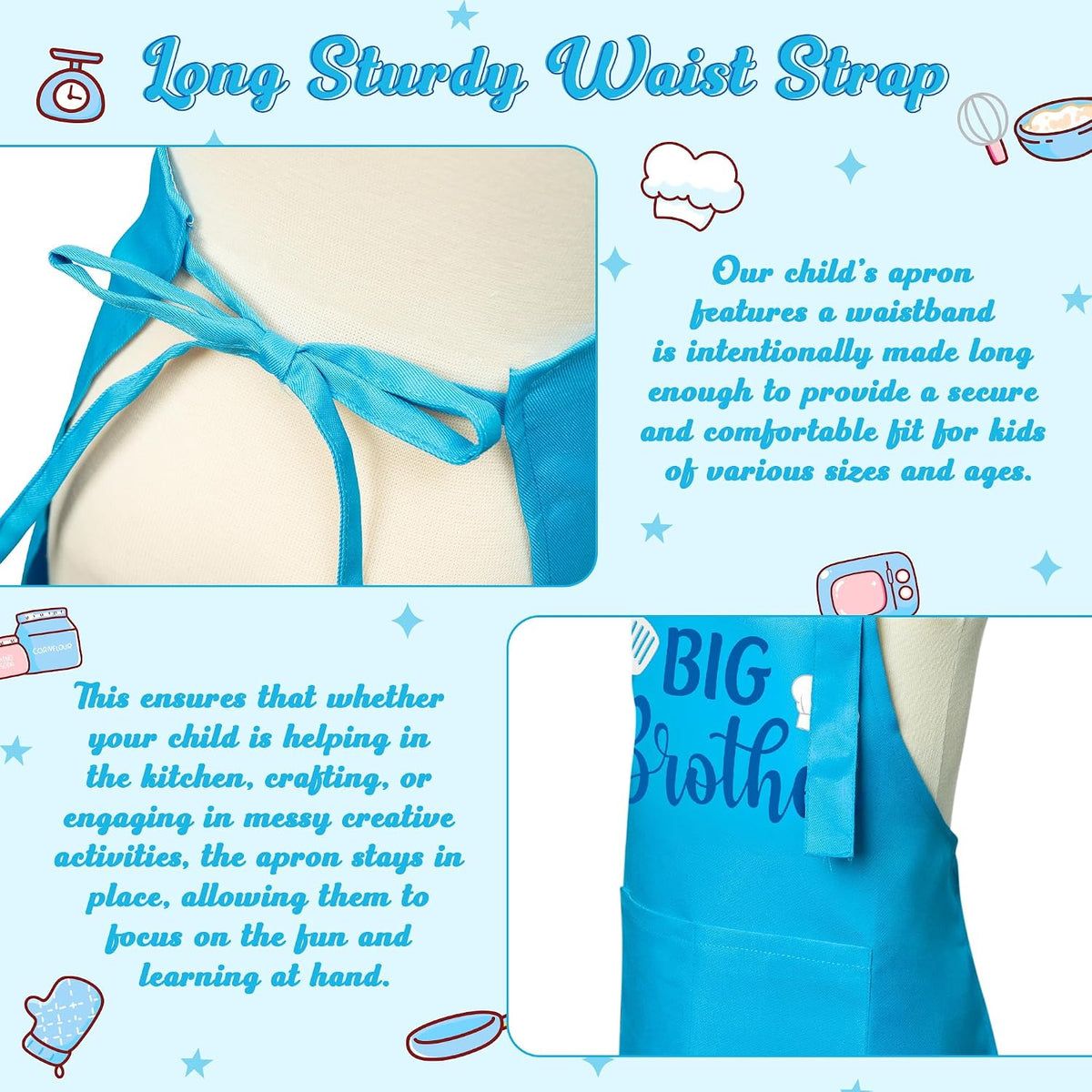 R HORSE Kid Apron and Chef Hat Set - Blue Big Brother - image 4