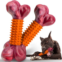 Tough Dog Toys for Aggressive Chewers: Beef Flavored Long Lasting Dog - 2 PC-Peanut Butter-Orange