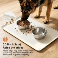 Large Pet Feeding Mat Spillproof Raised Edges Nonslip 24"x16" Beige – Essentials for Cats - Beige / 19"L x 12"W - image 3