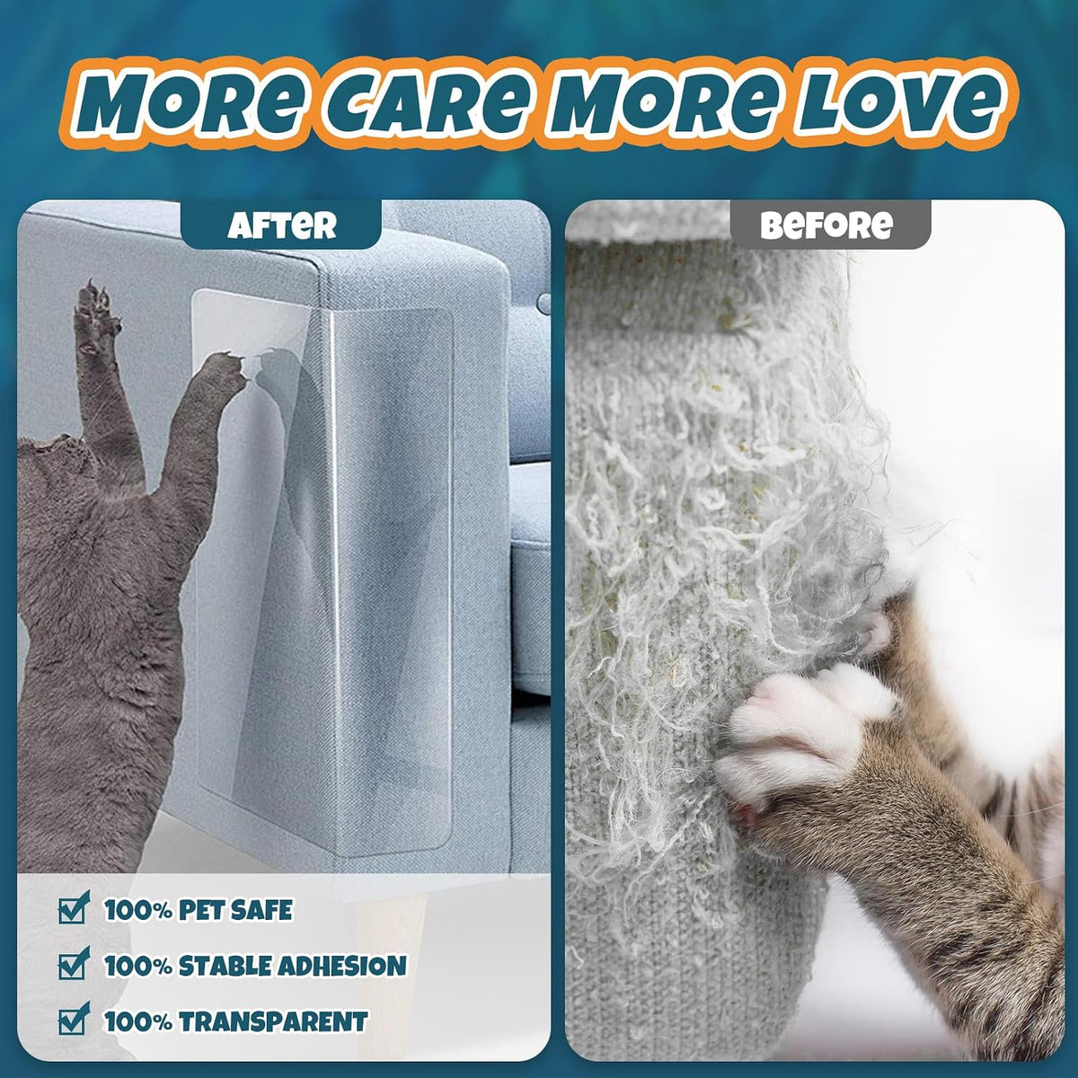 NO PINS Pain Cat Scratch Furniture Protector-12 Pack Thicken - 12PC-NO PINS - image 4