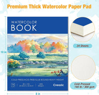 Watercolor Paper Pad, 5.5"x8.5”, Spiral, Bound with Tear - Blue / 8" x 10" Glue Bound - image 2