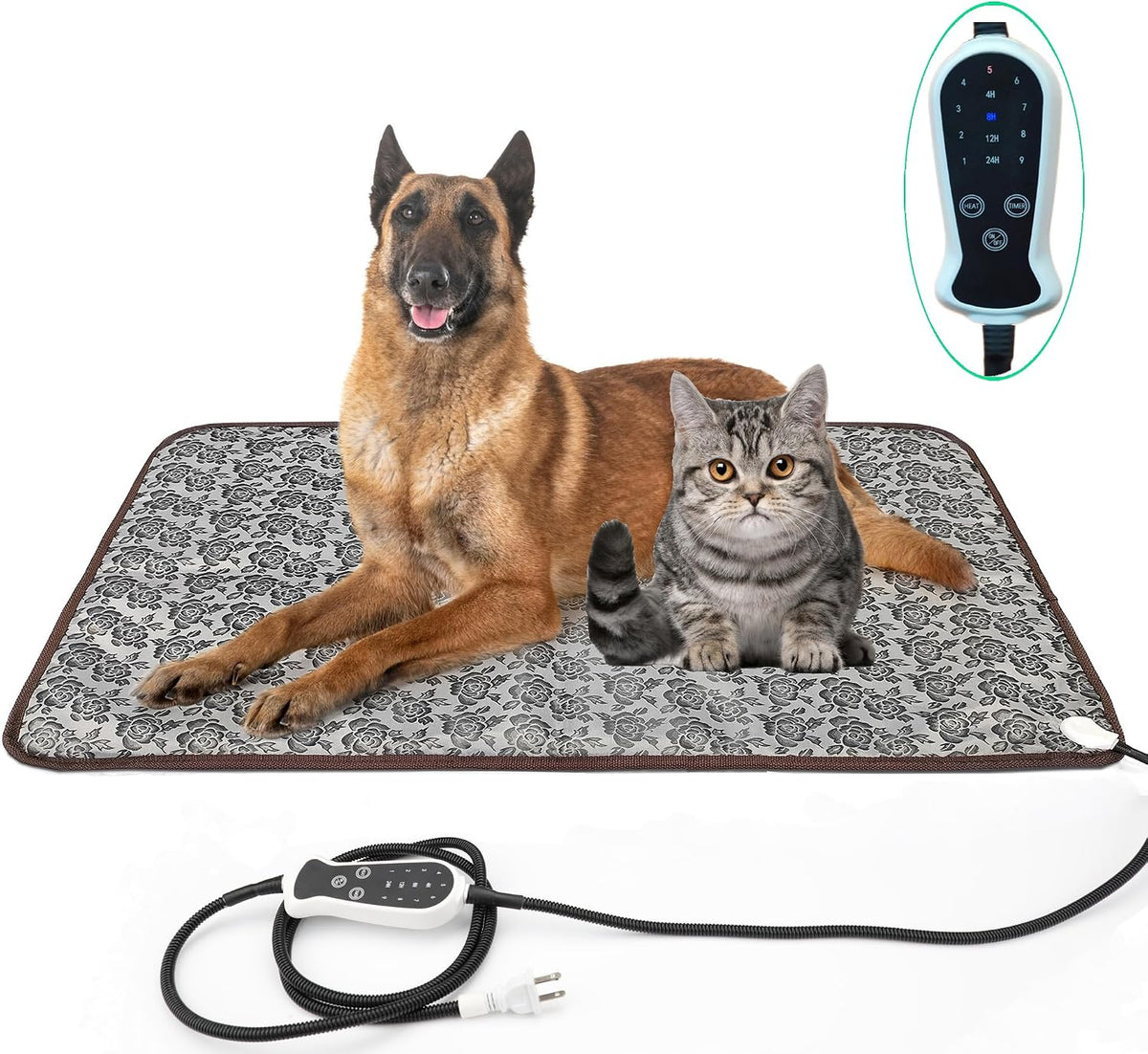 Pet Heating pad Outdoor Small Dog cat Heating pad Heated ped beds - Digital-rose / 47X30 inch