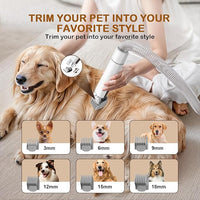 Dog Grooming Vacuum, Dog Grooming Kit with Pet Clipper Nail Grinder, 3 Suction Modes Dog Brush Vacuum with 6 Pet Grooming Tools (Brown)