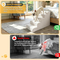 Dog Stairs for Bed & Couch, 18" H 4-Step Pet Ramp for Small Dogs - Beige / 5 / Standard 23" Height - image 2