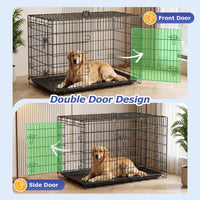 FDW, 48" Foldable Metal Dog Crate, Cage for XL Dogs - Dark Black / 48 Inch Double Door - image 4