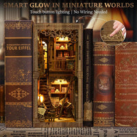 CRIOLPO vintage bookstore book nook kit with LED lights and ladder - view 10