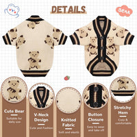 Small dog sweater cardigan with cute bear pattern and button closures - view 4