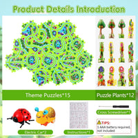 VESPRO 100PCS Car Track Set, 4 Series Puzzle Racer Play Set - 10pcs Insect Puzzle Rail Car - image 2