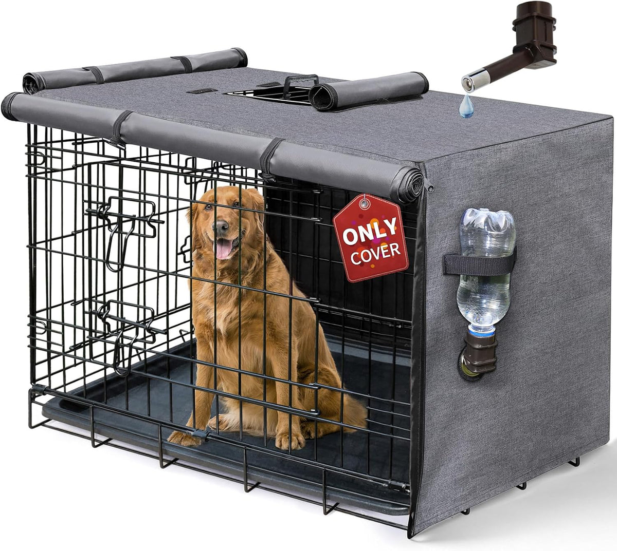 DONORO Dog Crate Cover 24 Inch Waterproof Pet Kennel Cover 600D Heavy - 24.0"L x 18.0"W x 20.0"H / Grey