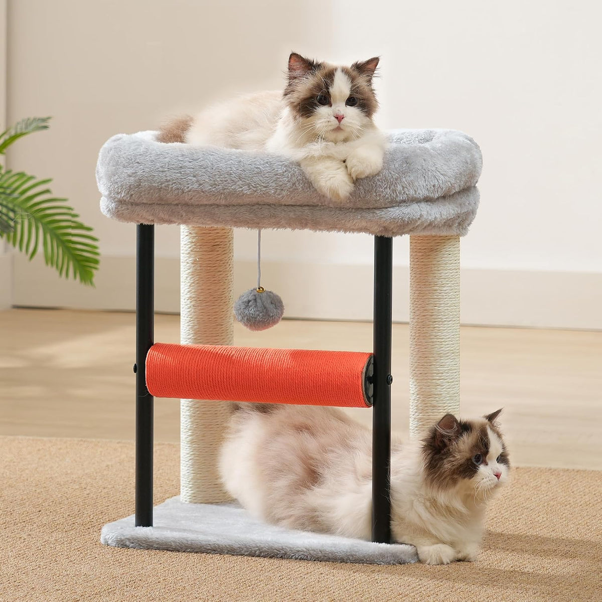 Hey-brother Cat Tree, Sturdy Tower with Sisal-Wrapped Columns - 18.9 inches / Light Gray - image 2